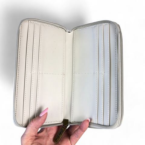 Large Printed IVORY PU Leather Cotton Road Wallet with TAN Trim