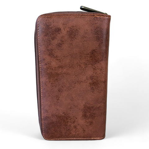 Large TAN Cotton Road PU Leather Wallet with WINDMILL