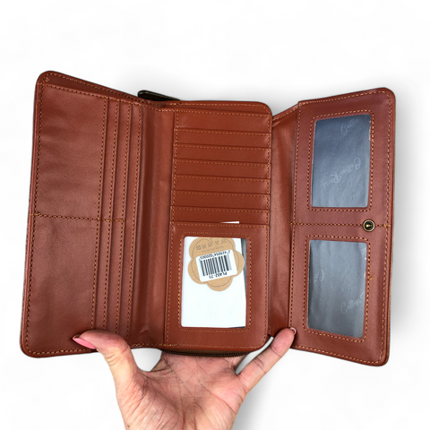 Large TAN PROTEA Tri-Fold Cotton Road PU Leather Wallet