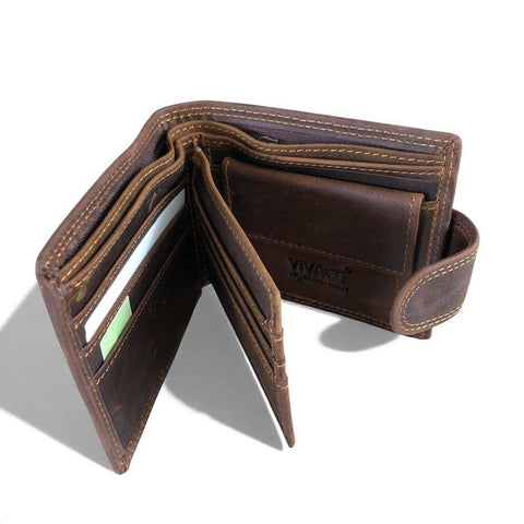 Leather Wallet: BROWN VIVACE MENS Genuine Leather Wallet with Clip