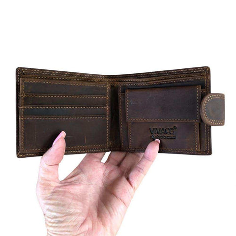 Leather Wallet: BROWN VIVACE MENS Genuine Leather Wallet with Clip