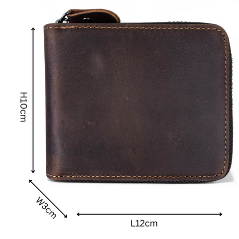 Leather Wallet: COFFEE BROWN VIVACE MENS Genuine Leather Wallet with ZIP