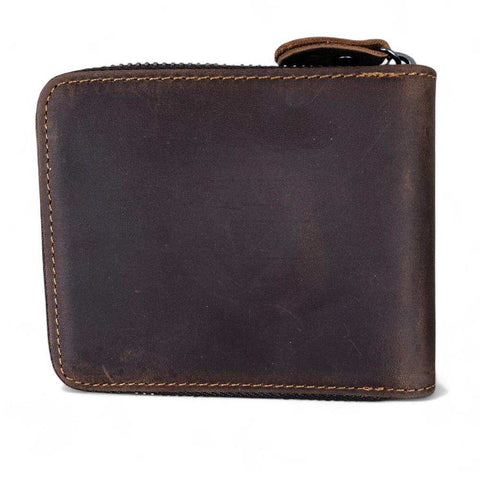 Leather Wallet: COFFEE BROWN VIVACE MENS Genuine Leather Wallet with ZIP