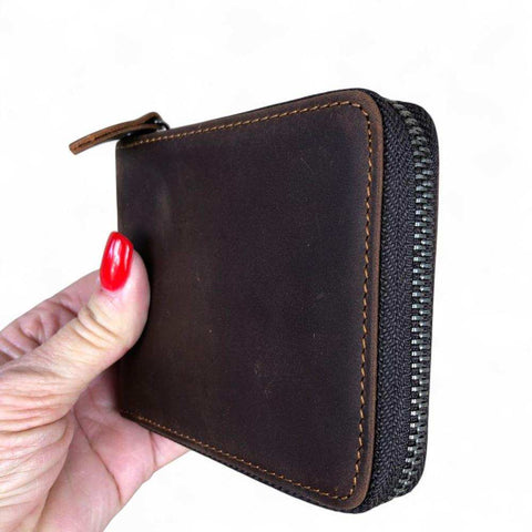 Leather Wallet: COFFEE BROWN VIVACE MENS Genuine Leather Wallet with ZIP