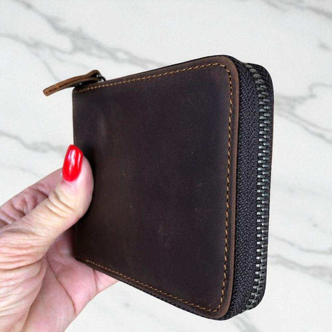 Leather Wallet: COFFEE BROWN VIVACE MENS Genuine Leather Wallet with ZIP