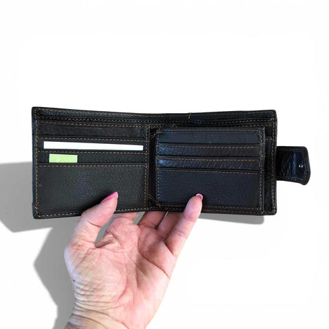 Leather Wallet: DARK BROWN VIVACE MENS Genuine Leather with Clip