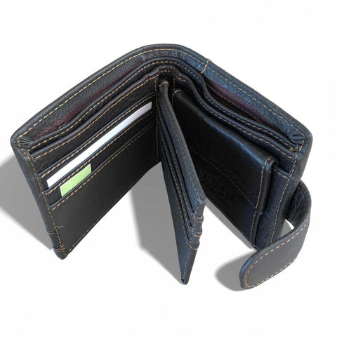 Leather Wallet: DARK BROWN VIVACE MENS Genuine Leather with Clip