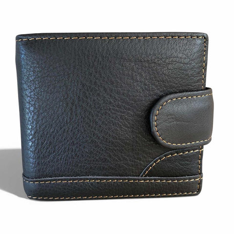Leather Wallet: DARK BROWN VIVACE MENS Genuine Leather with Clip