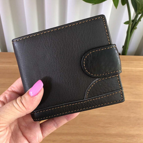 Leather Wallet: DARK BROWN VIVACE MENS Genuine Leather with Clip