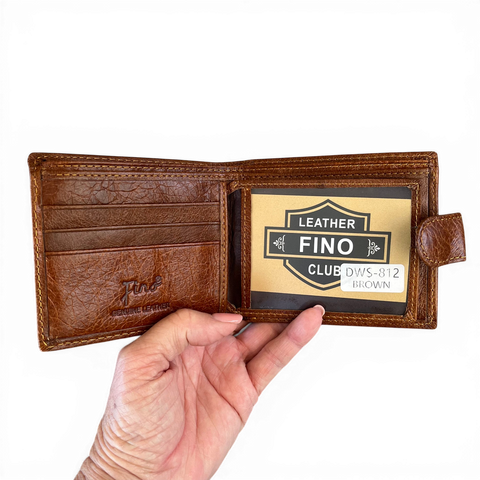 Leather Wallet: Fino BROWN Genuine Leather with Clip