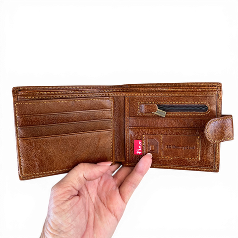 Leather Wallet: Fino BROWN Genuine Leather with Clip