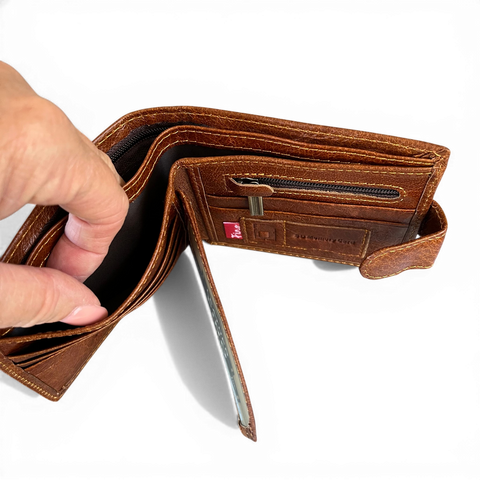 Leather Wallet: Fino BROWN Genuine Leather with Clip