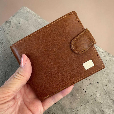 Leather Wallet: Fino BROWN Genuine Leather with Clip