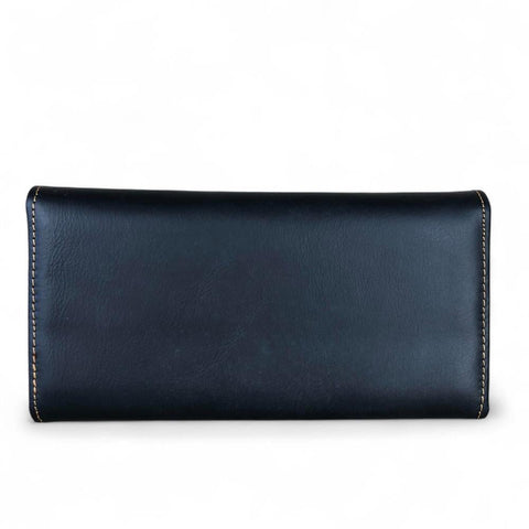 Leather Wallet: Large BLACK Tri-Fold VIVACE Genuine Leather Wallet