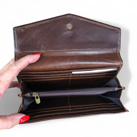 Leather Wallet: Large COFFEE BROWN VIVACE Genuine Leather Wallet