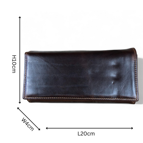 Leather Wallet: Large COFFEE BROWN VIVACE Genuine Leather Wallet with Twin Zip Pockets