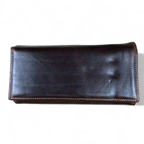 Leather Wallet: Large COFFEE BROWN VIVACE Genuine Leather Wallet with Twin Zip Pockets