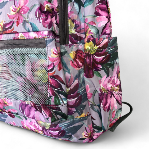 MAUVE FLORAL Canvas Cotton Road Backpack
