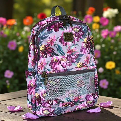 MAUVE FLORAL Canvas Cotton Road Backpack