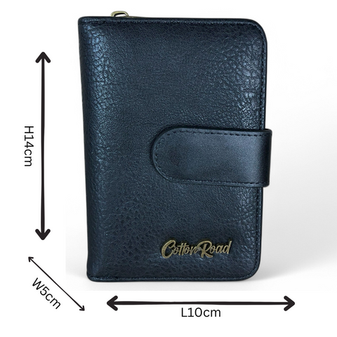 Medium BLACK Cotton Road PU Leather Wallet with CLIP