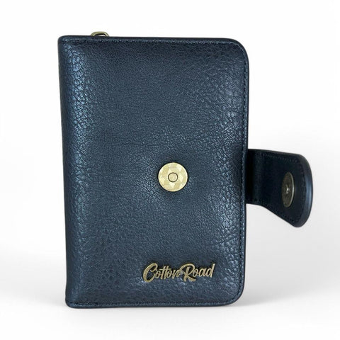 Medium BLACK Cotton Road PU Leather Wallet with CLIP