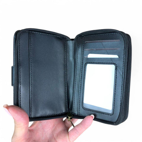 Medium BLACK Cotton Road PU Leather Wallet with CLIP