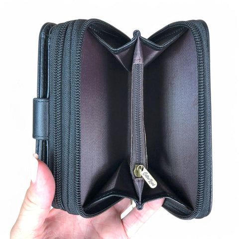 Medium BLACK Cotton Road PU Leather Wallet with CLIP