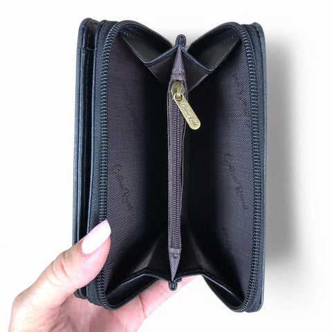 Medium BLACK PU Leather Cotton Road Wallet