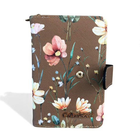 Medium BROWN FLORAL PU Leather Cotton Road Wallet