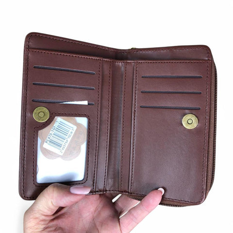 Medium BROWN PU Leather Cotton Road Wallet