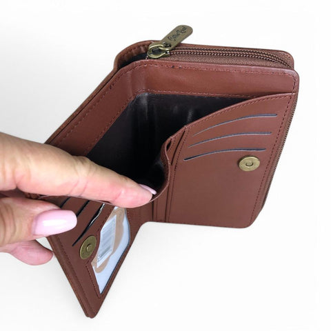 Medium BROWN PU Leather Cotton Road Wallet