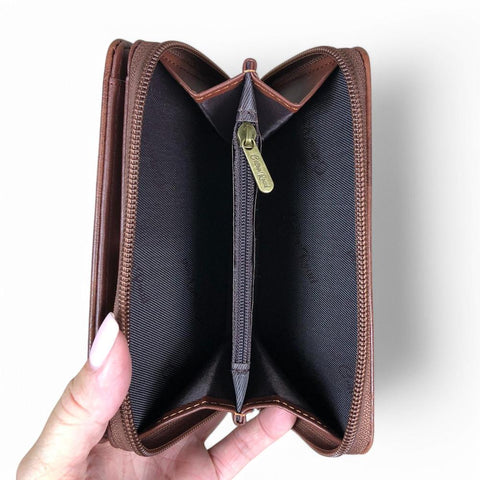 Medium BROWN PU Leather Cotton Road Wallet