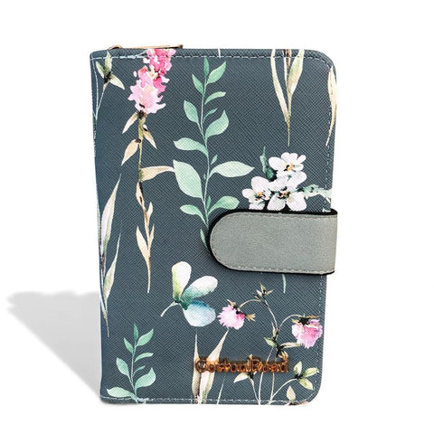 Medium GREEN FLORAL PU Leather Cotton Road Wallet