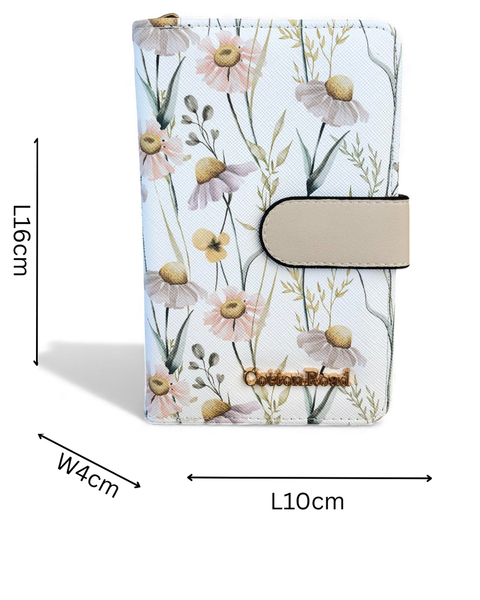Medium IVORY FLORAL PU Leather Cotton Road Wallet