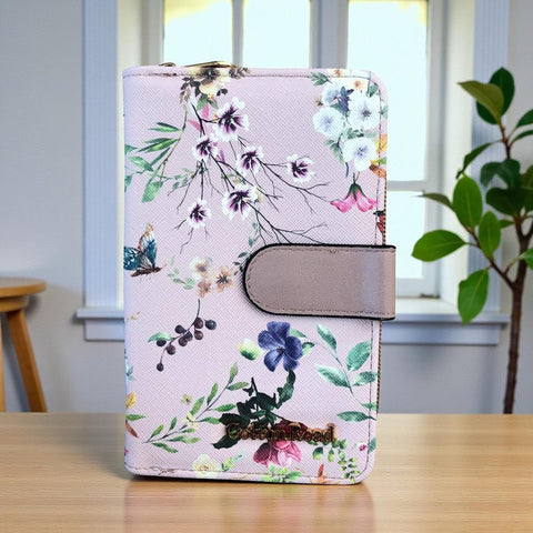 Medium PINK FLORAL PU Leather Cotton Road Wallet
