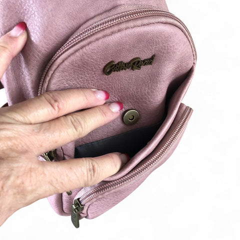 PINK Cotton Road PU Leather Cross Body Bag / Mini Backpack
