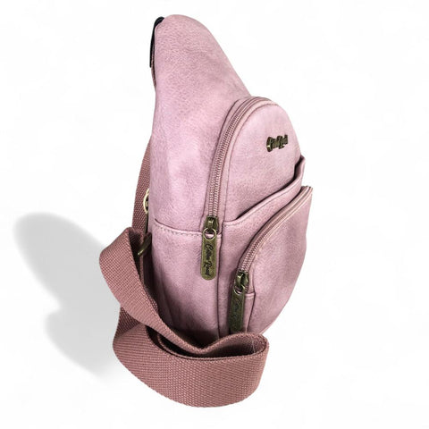 PINK Cotton Road PU Leather Cross Body Bag / Mini Backpack