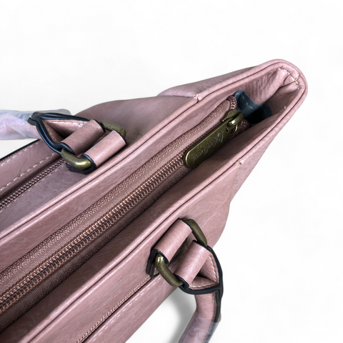 PINK Cotton Road PU Leather Handbag with EMBROIDERED detailing