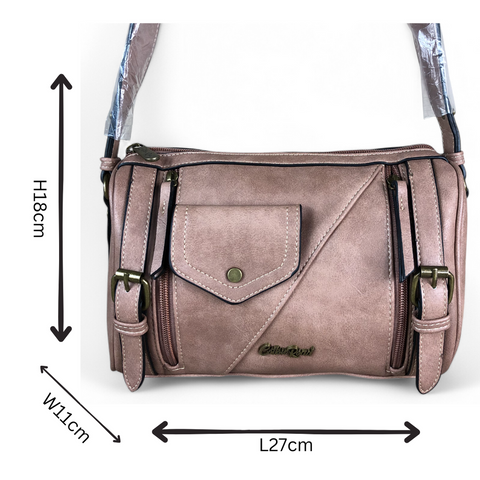PINK Cotton Road PU Leather Sling Bag with BRANDED Strap