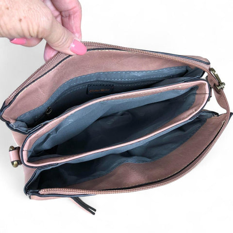 PINK Cotton Road PU Leather Sling Bag with FLORAL detailing
