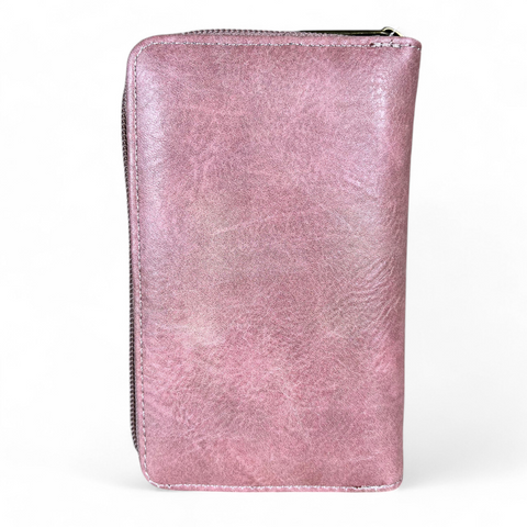 PINK Medium Cotton Road PU Leather Wallet with FLOWERS