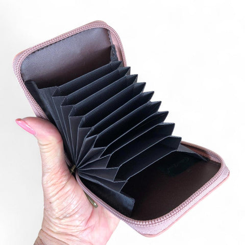 PINK PU LEATHER Cotton Road Card Holder with PROTEAS