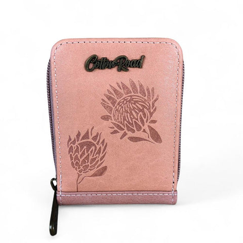 PINK PU LEATHER Cotton Road Card Holder with PROTEAS