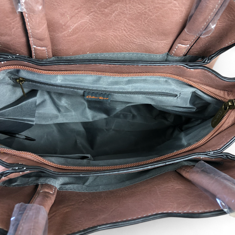 PINK PU Leather Cotton Road Handbag with Clip BUCKLE Strap