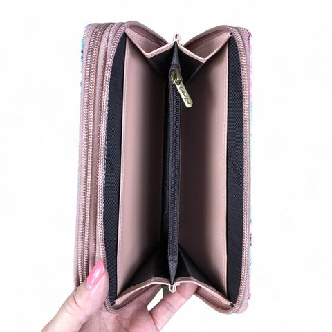 PINK PU Leather Cotton Road Handbag with PROTEA Panel and WALLET COMBO