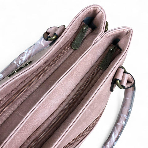 PINK PU Leather Cotton Road Handbag with PROTEA Panel and WALLET COMBO
