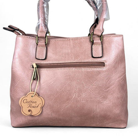 PINK PU Leather Cotton Road Handbag with PROTEA Panel and WALLET COMBO