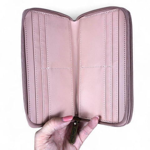 PINK PU Leather Cotton Road Handbag with PROTEA Panel and WALLET COMBO