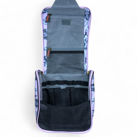 Cotton Road Travel Bag: PURPLE Protea Design PVC Foldaway WEEKENDER with Matching Vanity Bag