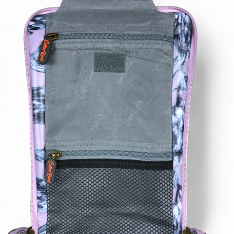 Cotton Road Travel Bag: PURPLE Protea Design PVC Foldaway WEEKENDER with Matching Vanity Bag